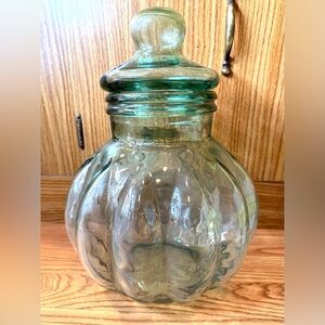 Vintage Recycled Green Glass Apothecary Canister Made in Spain